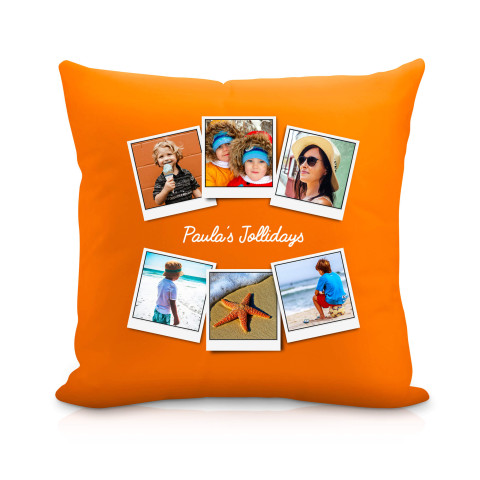 (25cm Square) (Polaroid Style Photo Print) Burnt Orange Soft Velvet Polyester Fabric (Personalised with Text)