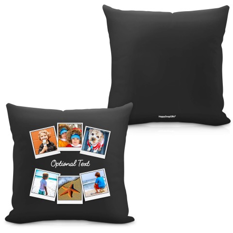 (Square 40cm) (Polaroid Style Photo Print) - Black Soft Velvet Polyester Fabric with Organic Lavender (Personalised with Text)