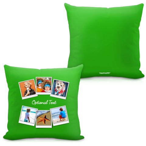 (Square 40cm) (Polaroid Style Photo Print) - Bright Green Soft Velvet Polyester Fabric with Organic Lavender (Personalised with Text)
