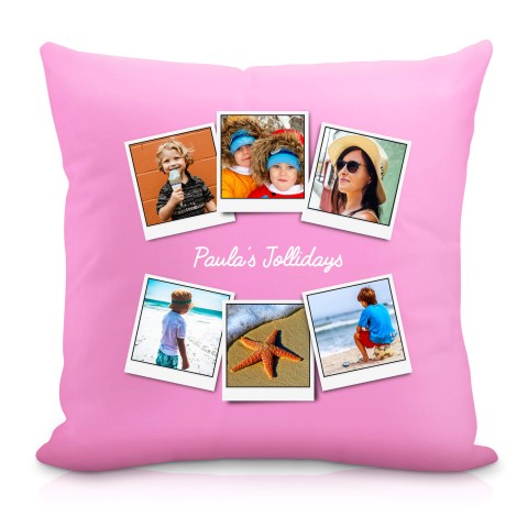 (40cm Square) (Polaroid Style Photo Print) Baby Pink Soft Velvet Polyester Fabric (Personalised with Text)