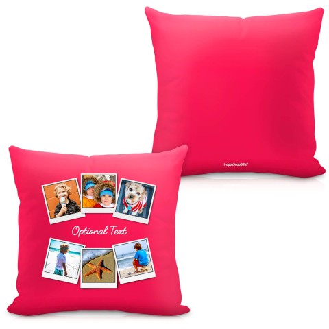 (Square 40cm) (Polaroid Style Photo Print) - Fuchsia Pink Soft Velvet Polyester Fabric with Organic Lavender (Personalised with Text)
