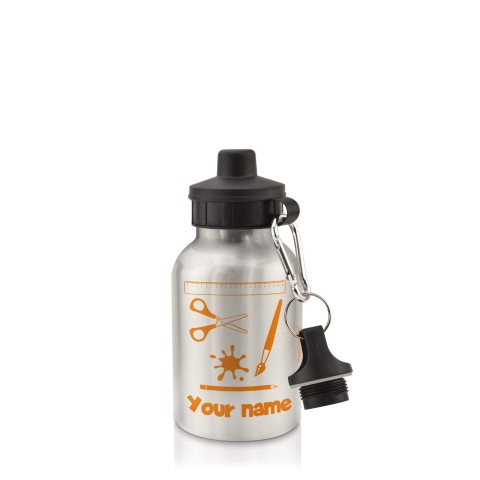 in Silver (400ml) with Screw Cap with Paint & Craft Icon Burnt Orange (Personalised with Text)