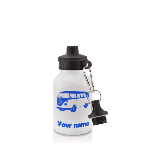 in White (400ml) with Screw Cap (Camper Van Icon) Royal Blue (Personalised with Text)