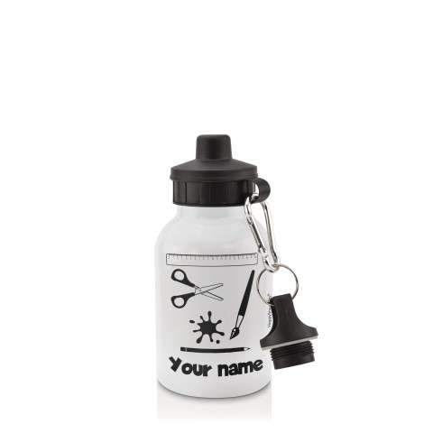 in White (400ml) with Screw Cap with Paint & Craft Icon Black (Personalised with Text)