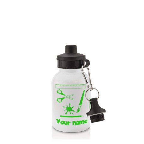 in White (400ml) with Screw Cap with Paint & Craft Icon Bright Green (Personalised with Text)
