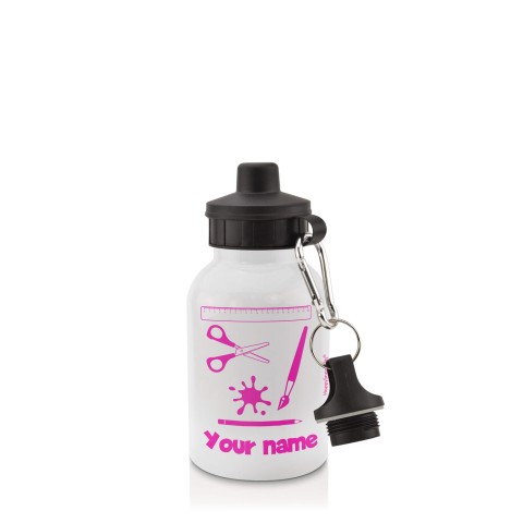 in White (400ml) with Screw Cap with Paint & Craft Icon Hot Pink (Fuchsia) (Personalised with Text)