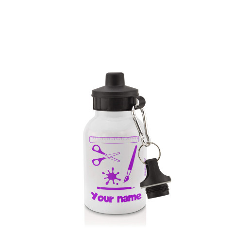 in White (400ml) with Screw Cap with Paint & Craft Icon Purple (Personalised with Text)