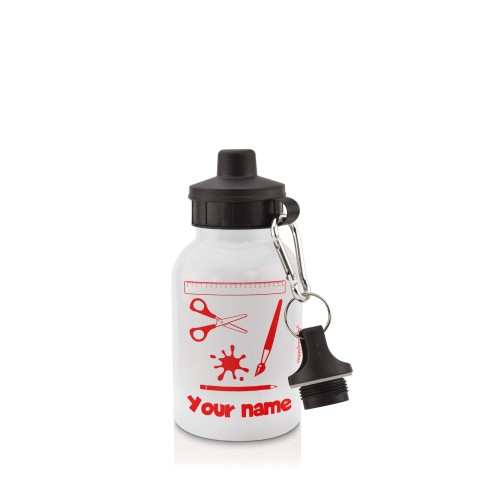 in White (400ml) with Screw Cap with Paint & Craft Icon Red (Personalised with Text)