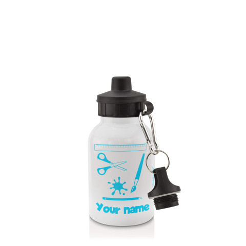 in White (400ml) with Screw Cap with Paint & Craft Icon Sky Blue (Personalised with Text)