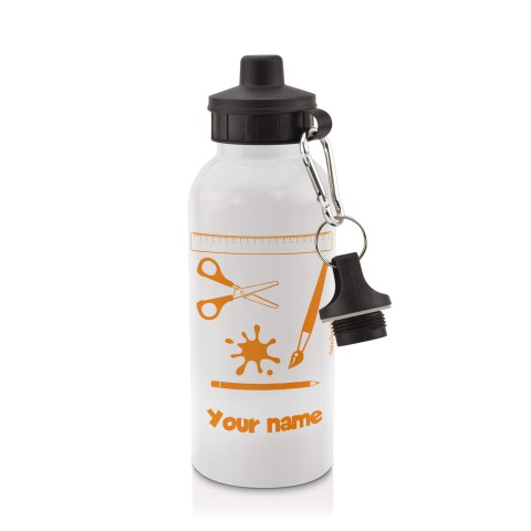 in White (600ml) with Screw Cap with Paint & Craft Icon Burnt Orange (Personalised with Text)