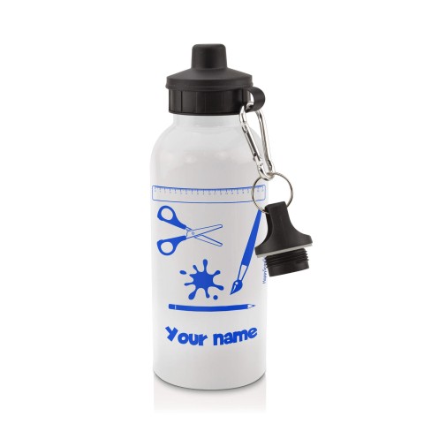in White (600ml) with Screw Cap with Paint & Craft Icon Royal Blue (Personalised with Text)
