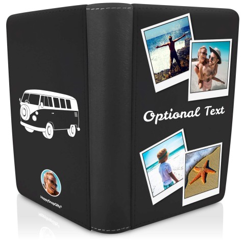 (UK Standard 21cm) (Camper Van Icon) Black (Personalised with Text)