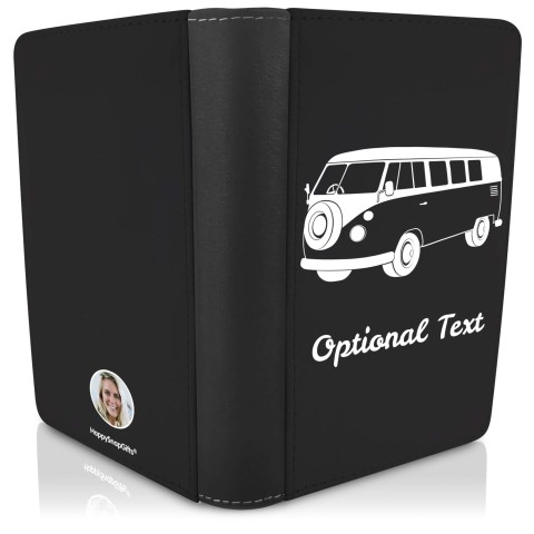 (UK Standard 21cm) (Camper Van Icon) - Black (Personalised with Text)