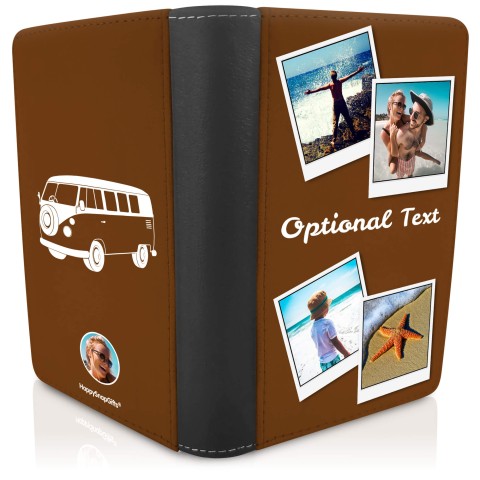 (UK Standard 21cm) (Camper Van Icon) Brown (Personalised with Text)