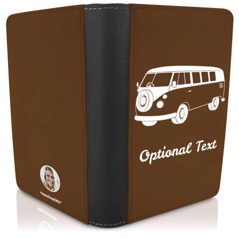 (UK Standard 21cm) (Camper Van Icon) Brown (Personalised with Text)
