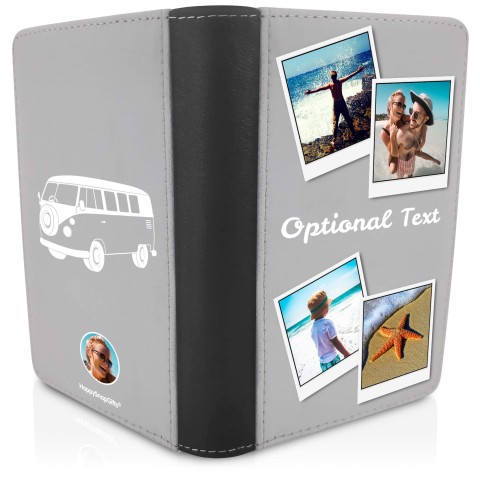 (UK Standard 21cm) (Camper Van Icon) Grey (Personalised with Text)