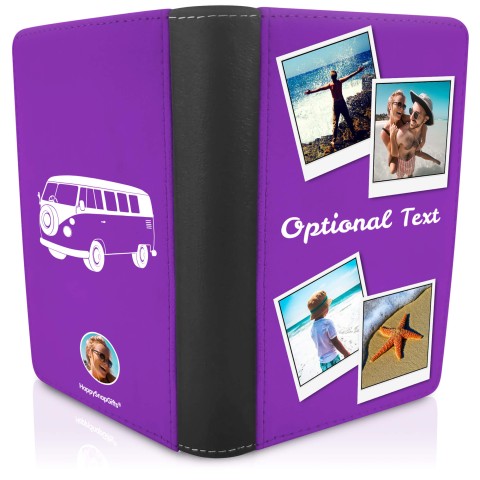 (UK Standard 21cm) (Camper Van Icon) Purple (Personalised with Text)