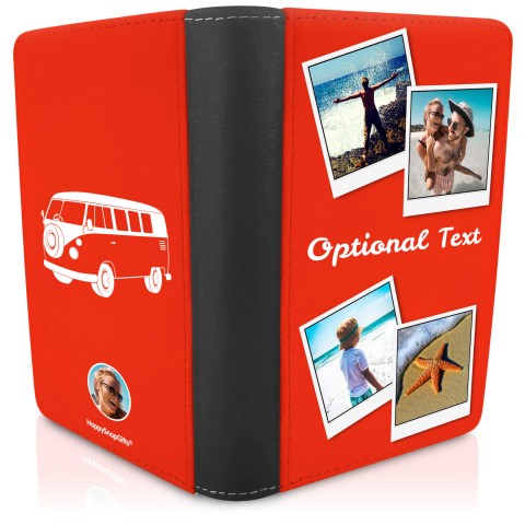 (UK Standard 21cm) (Camper Van Icon) Red (Personalised with Text)