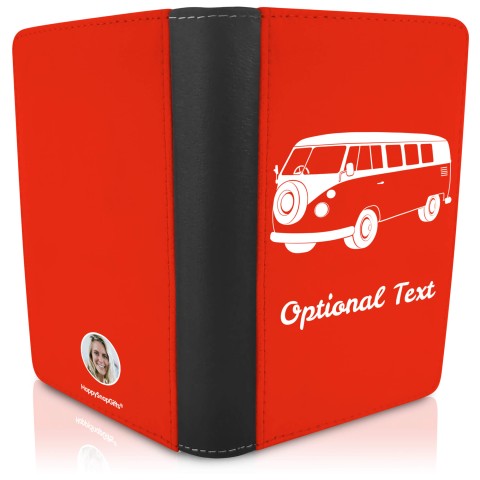 (UK Standard 21cm) (Camper Van Icon) - Red (Personalised with Text)