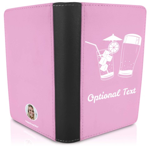 (UK Standard 21cm) (Drinks Icon) - Baby Pink (Personalised with Text)