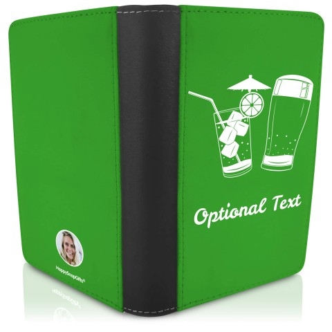 (UK Standard 21cm) (Drinks Icon) - Bright Green (Personalised with Text)