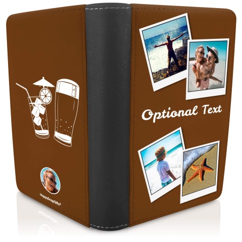 (UK Standard 21cm) (Drinks Icon) Brown (Personalised with Text)