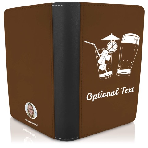 (UK Standard 21cm) (Drinks Icon) Brown (Personalised with Text)