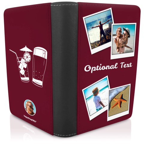 (UK Standard 21cm) (Drinks Icon) Burgundy (Personalised with Text)