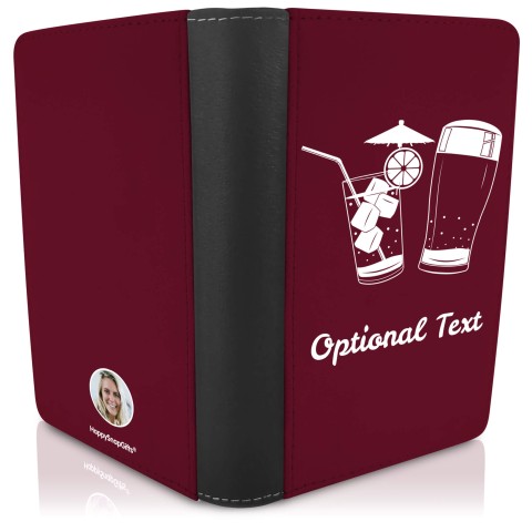 (UK Standard 21cm) (Drinks Icon) Burgundy (Personalised with Text)