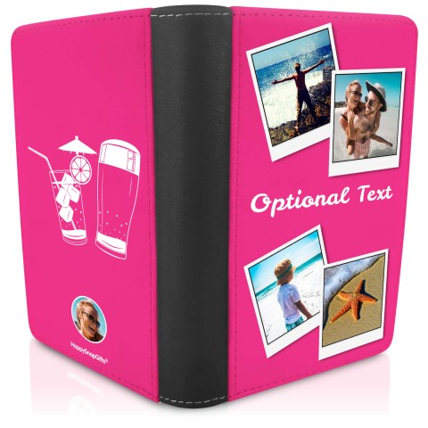 (UK Standard 21cm) (Drinks Icon) Hot Pink (Fuchsia) (Personalised with Text)