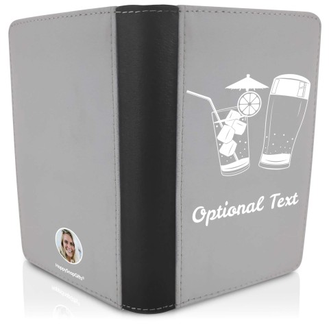 (UK Standard 21cm) (Drinks Icon) (Grey) (Personalised with Text)