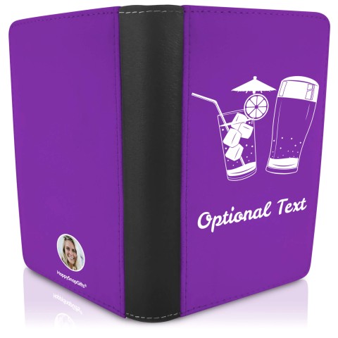 (UK Standard 21cm) (Drinks Icon) - Purple (Personalised with Text)