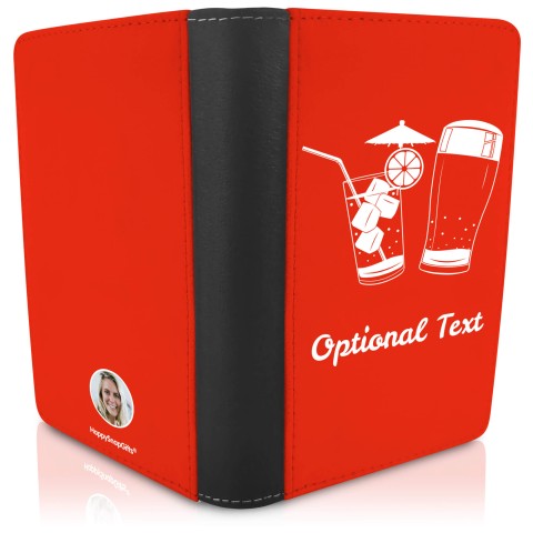 (UK Standard 21cm) (Drinks Icon) - Red (Personalised with Text)