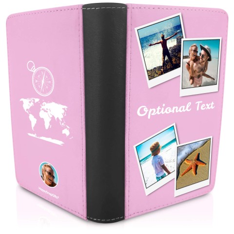 (UK Standard 21cm) (Globe and Compass Icon) Baby Pink (Personalised with Text)