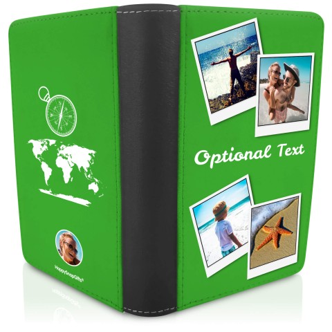 (UK Standard 21cm) (Globe and Compass Icon) Bright Green (Personalised with Text)