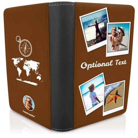 (UK Standard 21cm) (Globe and Compass Icon) Brown (Personalised with Text)
