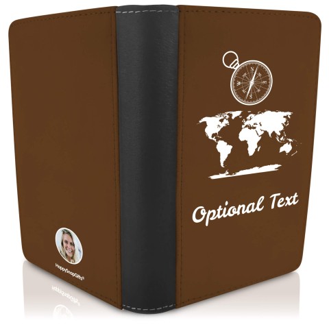 (UK Standard 21cm) (Globe and Compass Icon) Brown (Personalised with Text)