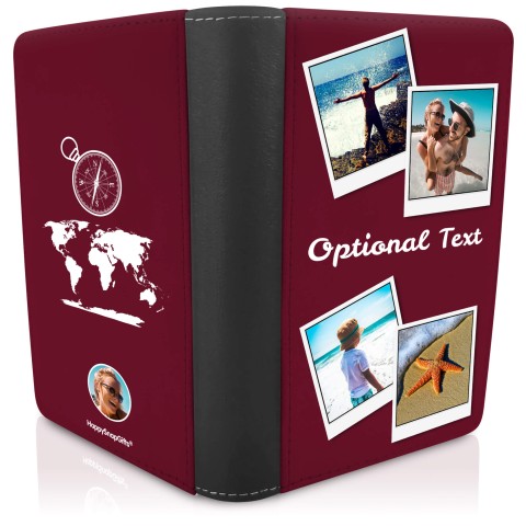 (UK Standard 21cm) (Globe and Compass Icon) Burgundy (Personalised with Text)