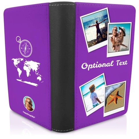 (UK Standard 21cm) (Globe and Compass Icon) Purple (Personalised with Text)