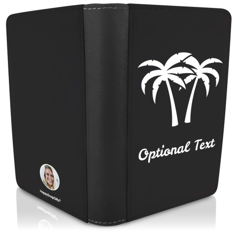 (UK Standard 21cm) (Palm Trees Icon) - Black (Personalised with Text)