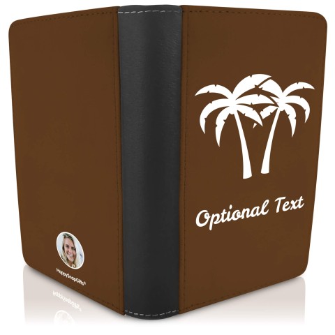 (UK Standard 21cm) (Palm Trees Icon) Brown (Personalised with Text)