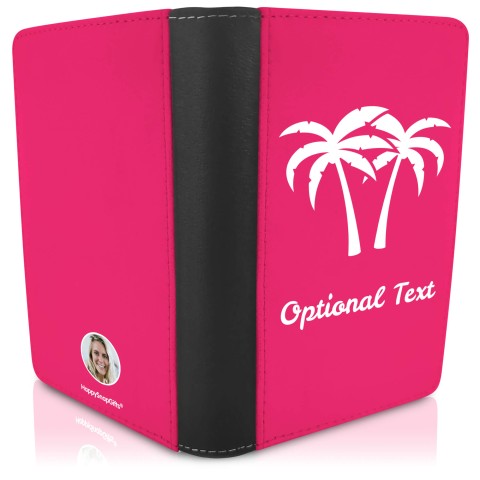(UK Standard 21cm) (Palm Trees Icon) - Fuchsia Pink (Personalised with Text)