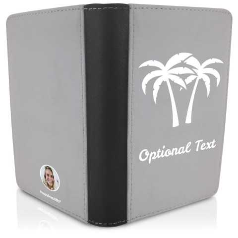 (UK Standard 21cm) (Palm Trees Icon) (Grey) (Personalised with Text)
