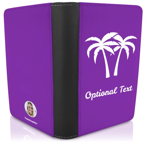 (UK Standard 21cm) (Palm Trees Icon) - Purple (Personalised with Text)