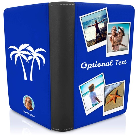 (UK Standard 21cm) (Palm Trees Icon) Royal Blue (Personalised with Text)