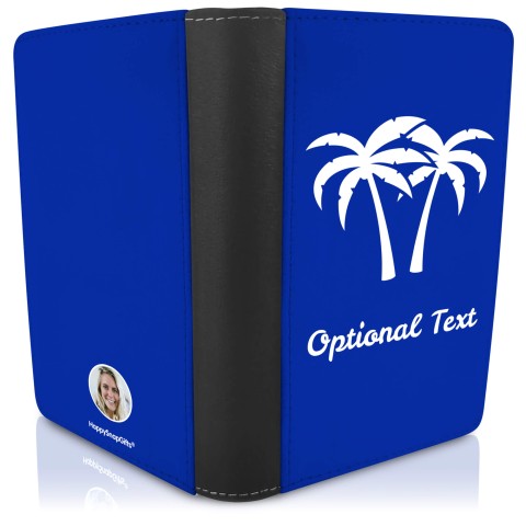 (UK Standard 21cm) (Palm Trees Icon) - Royal Blue (Personalised with Text)