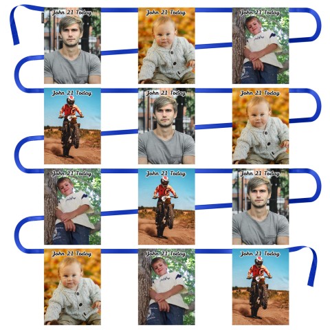 - 5 Metres with 12 Rectangle Flags (28cm) Mock Suede Polyester Fabric (Personalised with Text)
