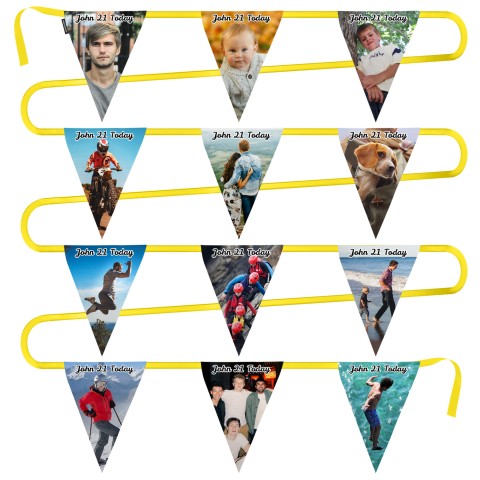 - 5 Metres with 12 Triangle Flags (28cm) Mock Suede Polyester Fabric (Personalised with Text)