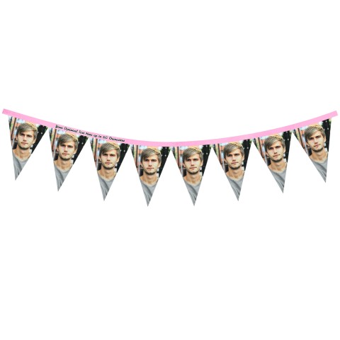 - 1 Metre with 8 Flags (20cm) Baby Pink Mock Suede Polyester Fabric (Optional Personalised Gift Text)