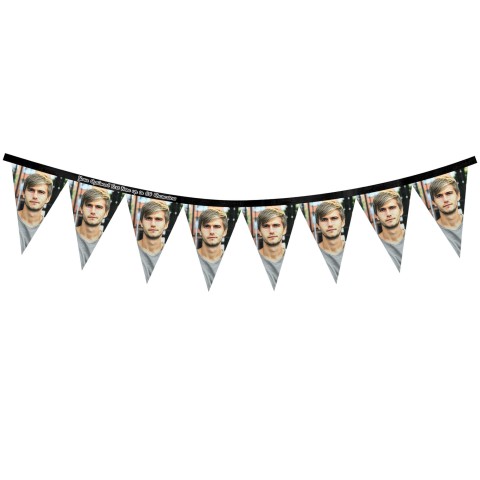 - 1 Metre with 8 Flags (20cm) Black Mock Suede Polyester Fabric (Optional Personalised Gift Text)